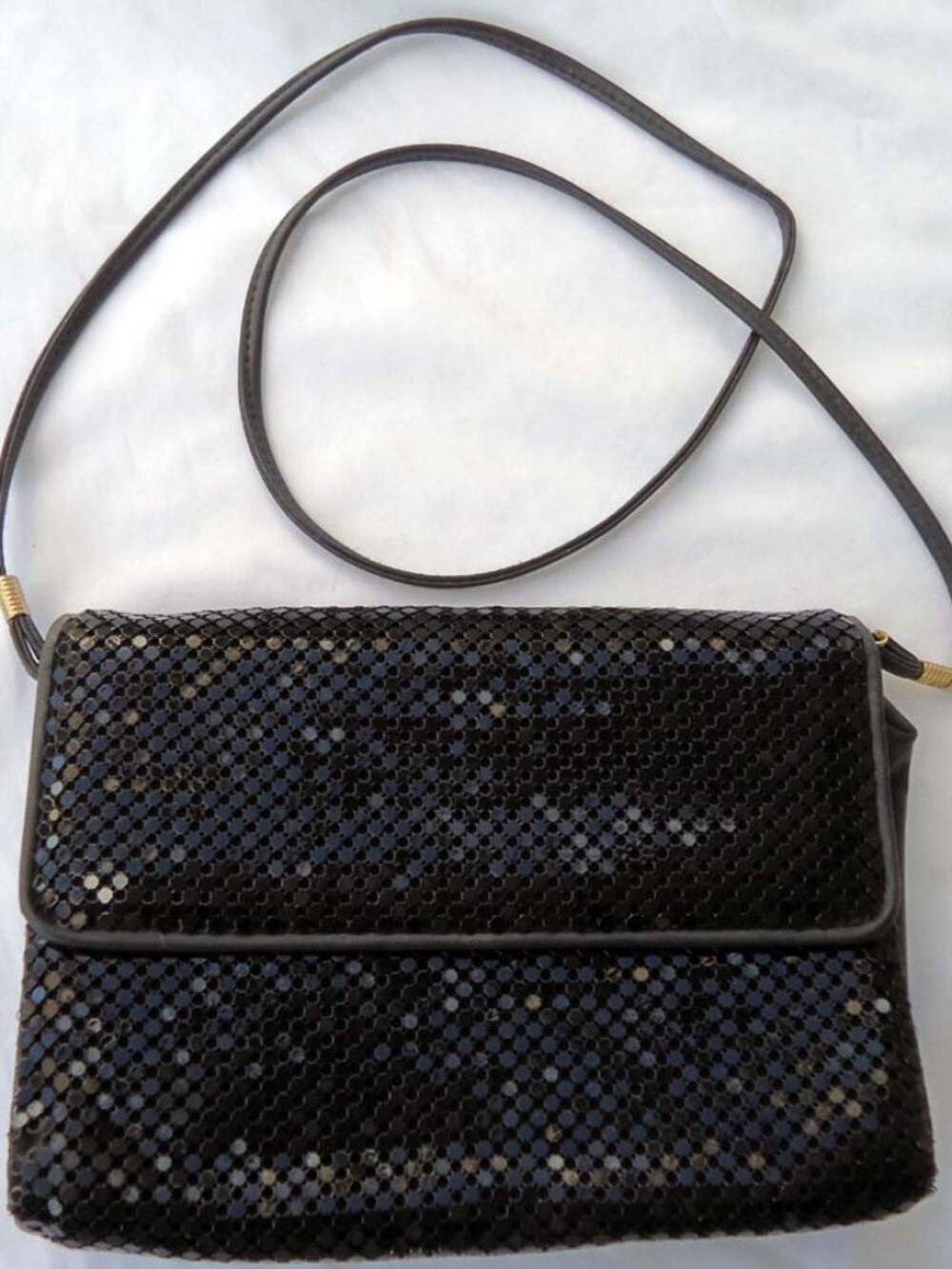 Whiting & Davis Vintage Metal Mesh Bag removeable Crossbody strap Black